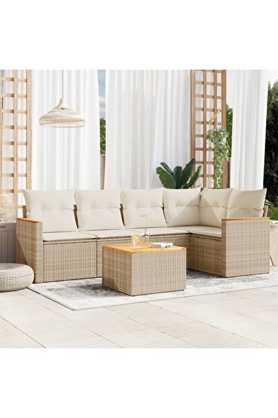 vidaxl Set canapele de gradina cu perne, 6 piese, bej, poliratan