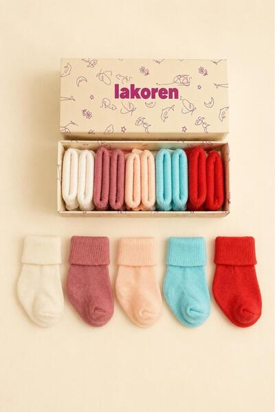 Lakoren Organic Cotton 5-Piece Boxed Premium Newborn Baby Socks