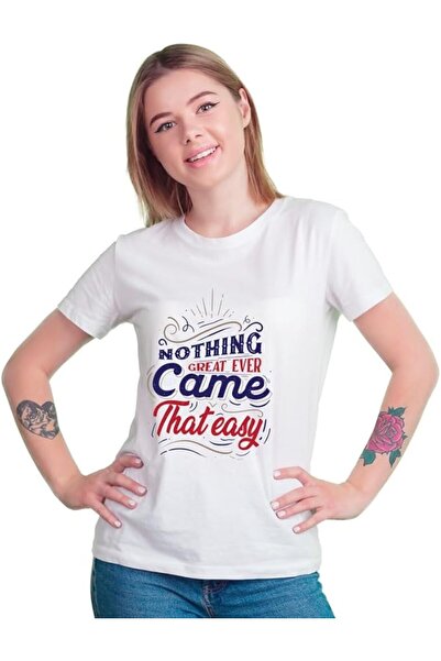 not Unisex Printed Design T-Shirt (Nothing Great Ever Came That Easy)| Round Neck Regular Fit T-shirt