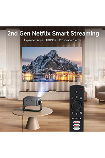 Isinbox 135° Rotating WiFi6 Projector for Bedroom, Bluetooth Home Cinema Vide...