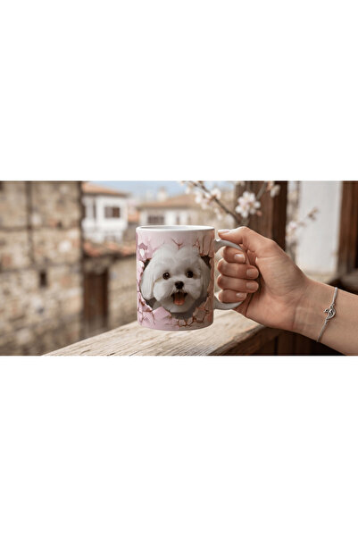FM Pink Colored 3D Visual Printed Mug with Sweet Dog Figure — Adorable Design 🐶
