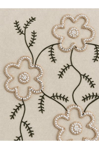 Livera Home Modern Sequin, Stone & Punch Embroidered Throw Pillow Cover (43X43)