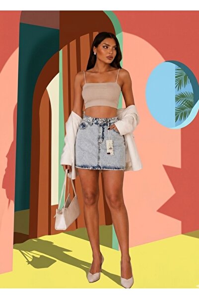 GERONİS Denim jeans skirt