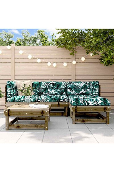 vidaxl Set mobilier de gradina cu perne, 5 piese, lemn de pin tratat