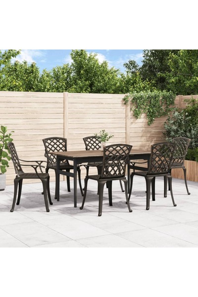vidaxl Scaune de gradina, 6 buc., bronz, aluminiu turnat