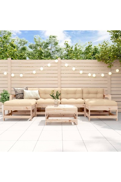 vidaxl Set mobilier de gradina, 7 piese, lemn masiv de pin