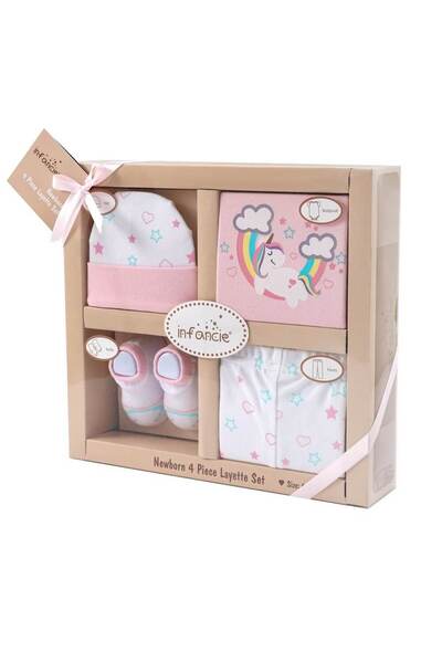 Infancie Newborn Gift Set 4 Pieces Cotton Unicorn Pattern Infancie, 0-6 Months
