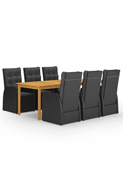 vidaxl Set mobilier pentru gradina, 7 piese, negru