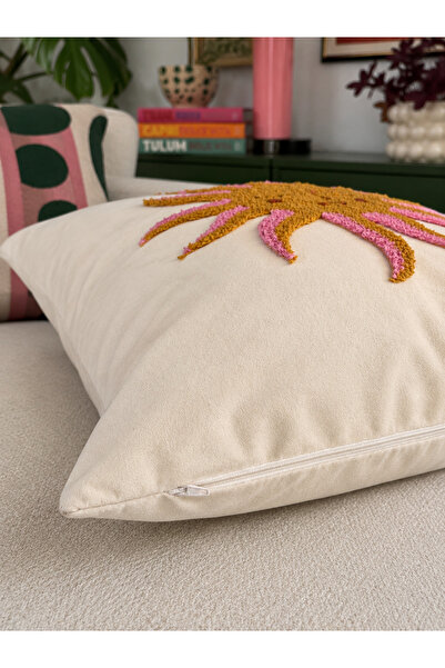 Pilloveland Punch Nakışlı Kırlent Kılıfı - 43*43 Cm - Sun - PNK001