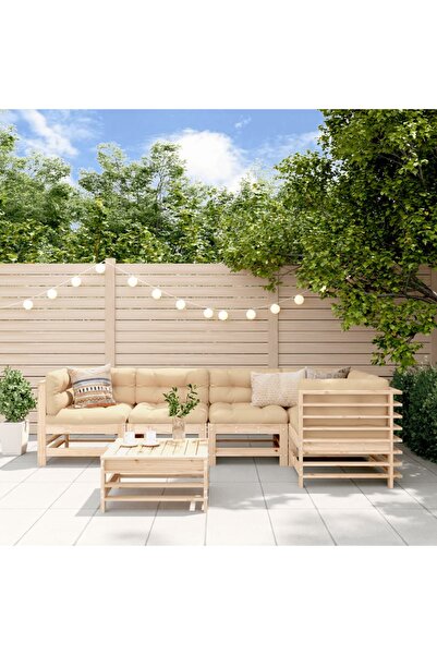 vidaxl Set mobilier relaxare de gradina & perne 6 piese lemn masiv pin