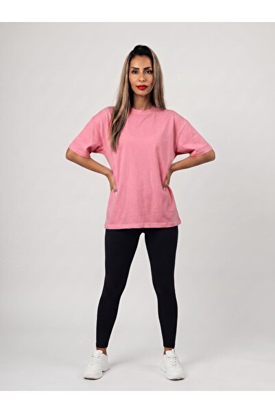 5'li Paket Bisiklet Yaka Yarı Oversize Tişört - Siyah, Beyaz, Pembe, Haki, Lacivert, Gri, Bej