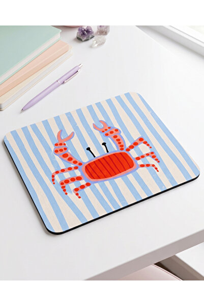matizya Sevimli Yengeç Desenli Kare Mouse Pad Kaymaz Tabanlı Aesthetic Mousep...
