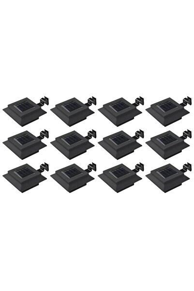 vidaxl Lampi solare de exterior, 12 buc., negru, 12 cm, patrat, LED