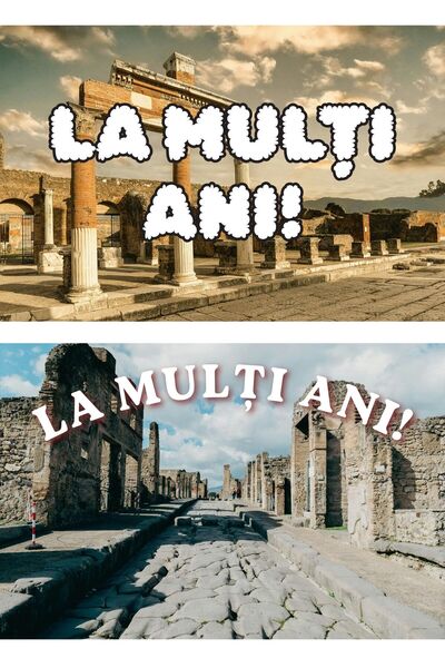 OEM Set of 2 Happy Birthday Cards, Pompeii Theme, 250g Cardboard, 20x14 cm