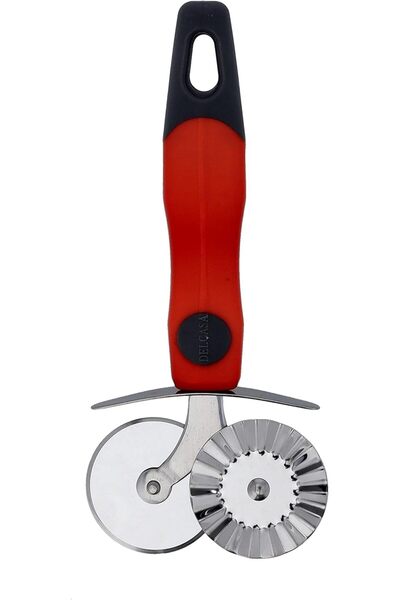 DELCASA Stainless Steel Double Side Pizza Cutter DC1926 PP Handle MultiUse Pa...