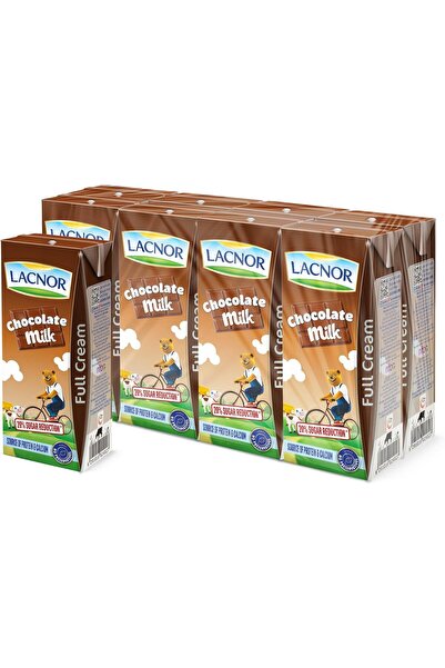 Lacnor Essentials Chocolate Milk, 100% Natural, 20% Reduced Sugar, 180ml x 8