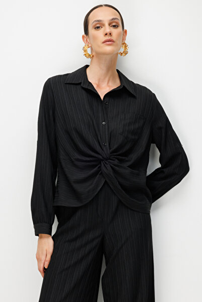 Ekol Front Gathered Fabric Patterned Blouse