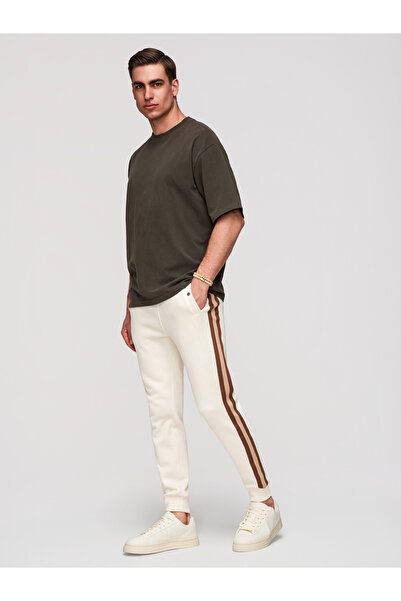 OMBRE Herren Jogginghose sportlich elastischer Bund P1519 Creme