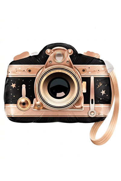 party mix Camera Photo Camera Foil Balloon 65X50 cm Black Rose Gold Helium Co...