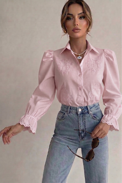 SOF CLOTHİNG Fisto Prenses Nakış Detaylı Vintage Gömlek