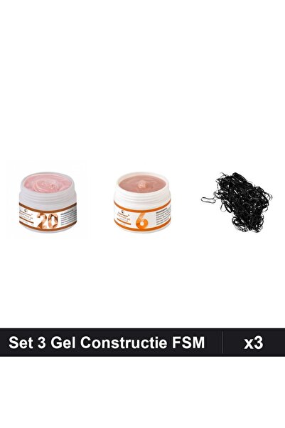 Makeup Set 3 Gel Constructie UV LED FSM 15g, Nuante 20 06, Elastice Par Silicon