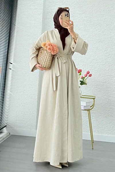 MELEK ARAZ Set Abaya Premium Natural din In Aysha – Bej
