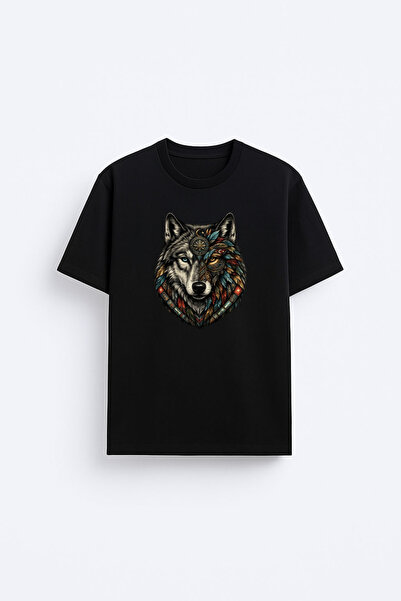 AYDESİGN Tricou negru din țesătură 100% bumbac cu imprimeu turcesc Bozkurt Kurt