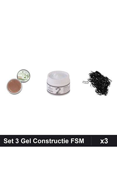 Makeup Set 3 Gel Constructie UV LED FSM 15g, Nuante 29 02, Elastice Par Silic...