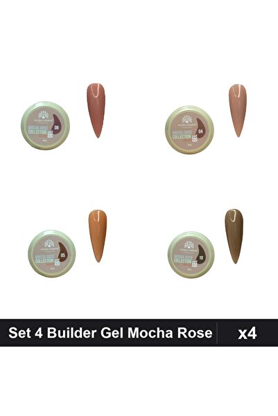 Makeup Set 4 Builder Gel Mocha Rose 15g, Nuante 04 05 08 10, Construcție Ungh...