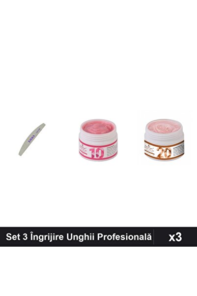 Makeup Set 3 Unghii: Pilă EMMA 120/150 + 2x Gel Constructie UV LED FSM 15g, M...