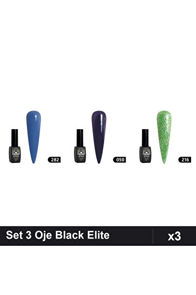 Makeup Set 3 Oje Semipermanente Black Elite 8ml, Nuante 282 050 216, Global F...