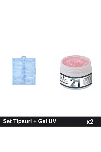 Makeup Set 2 Tipsuri Reutilizabile 120 Bucati + Gel Constructie UV LED 15g, M...