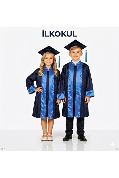 BLACK SWALLOW Set de togă și șapcă de absolvire unisex pentru școala primară,...