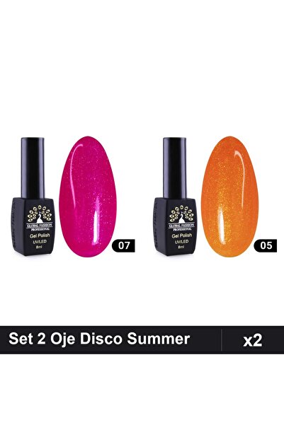 Makeup Set 2 Oje Semipermanente Disco Summer 8ml, Nuante 07 05, Manichiura UV