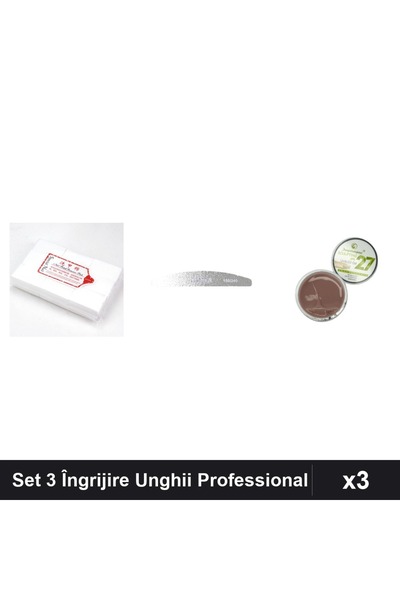 Makeup Set 3 Îngrijire Unghii - 900 Servetele Nail, Pilă Emma 150/240, Gel Co...