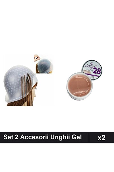 Makeup Set 2 Accesorii Unghii Gel UV LED - Casca Silicon + Gel Constructie 15...
