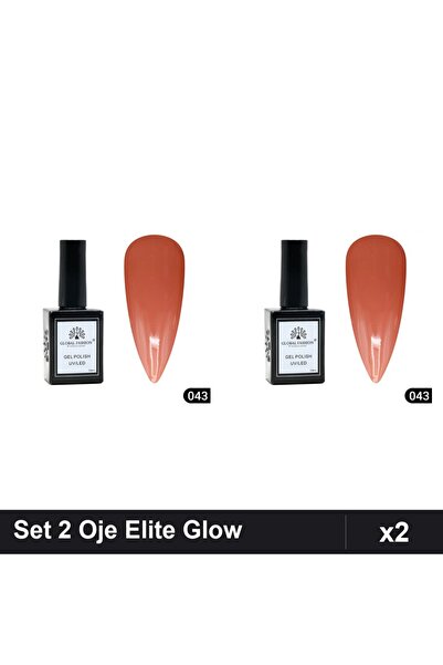Makeup Set 2 Oje Semipermanente Global Fashion Elite Glow 15ml, Nuanta 043, G...