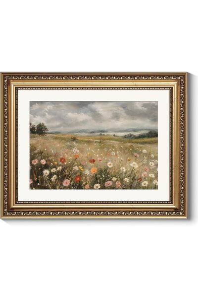 ALAYRA International Premium Dreamy Wildflower Canvas Wall Art Gold Frame 60x...