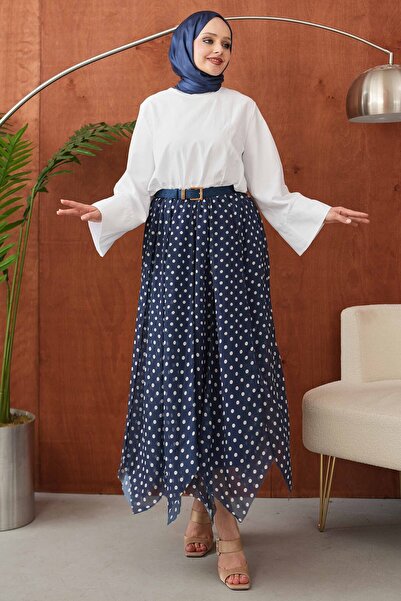 salisburys Molly Nelly Women's Printed Chiffon Polka Dot Lined Long Skirt
