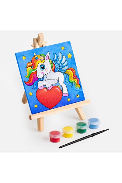 Zumzeria Set de pictură pe pânză cu unicorn și șevalet 10.5x10.5cm
