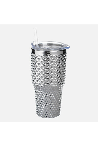 Zumzeria Silver Plastic Cup “Dazzling” with Straw 850ml