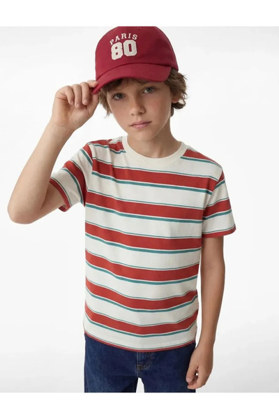 Koton Cotton Short Sleeve Crew Neck Stripe T-Shirt