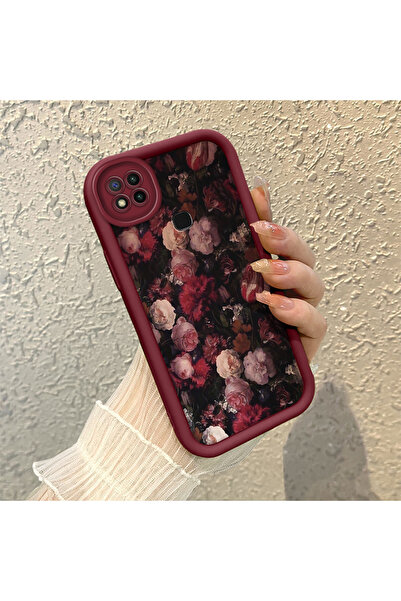 PATTERNOVA Redmi 9C/10A Uyumlu Yüksek Kaliteli Çiçek Darbe Korumalı Kılıf, Ka...