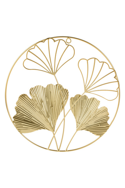 Zumzeria Round Metallic Wall Decoration with Golden Flowers 30cm