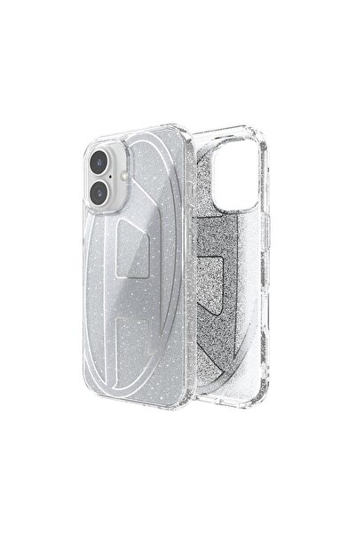 Diesel iPhone 16 Uyumlu Oval D Simli Kılıf - Gümüş