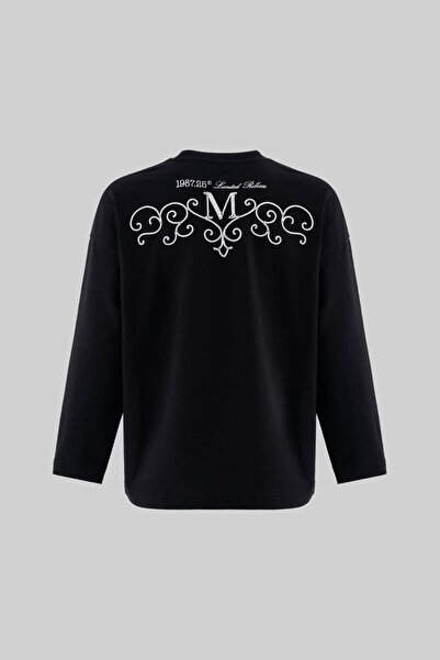 Machinist Tricou cu mânecă lungă brodat tehnic pentru bărbați, negru