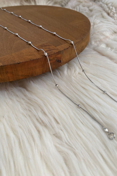 SAVETTE Steel Glasses Chain with Ball Detail, Silver Color, Gift Accessory, G...