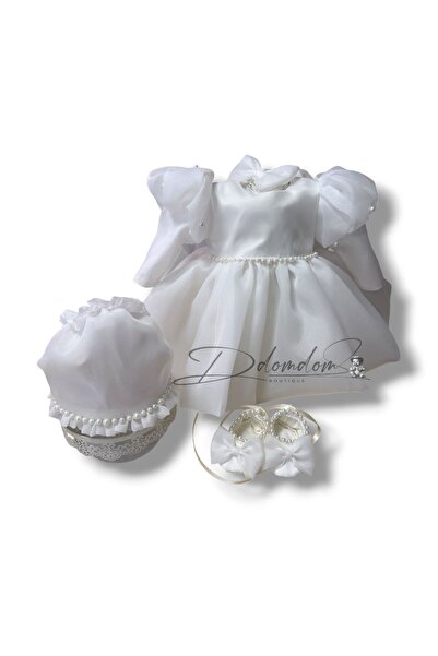 Domdom Boutique Set Rochiță Olga cu Botoșei și Bonetă