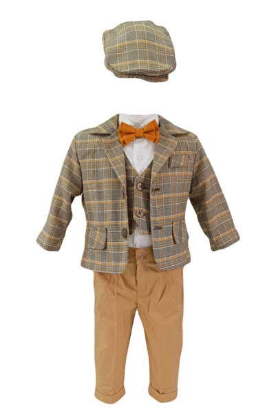 fantasialand Costum botez 5 piese carouri gri-crem