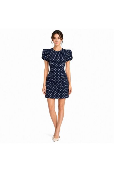 LADYSAN STUDİO Premium Puantiye Desenli Mini Elbise
